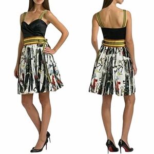 Diane Von Furstenberg Caran Keys Fit Flare Dress Ribbon Accent Sweetheart Sz 8